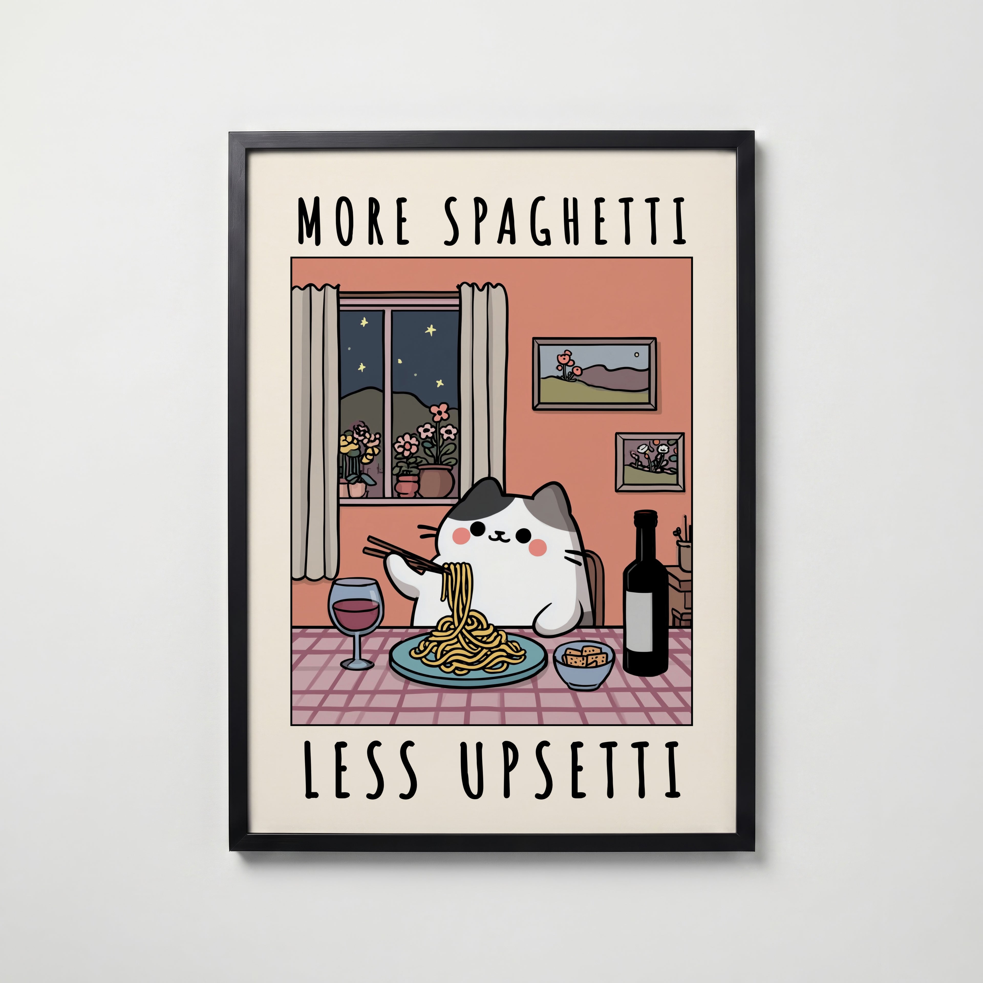 Spaghetti Comfort Cat Poster