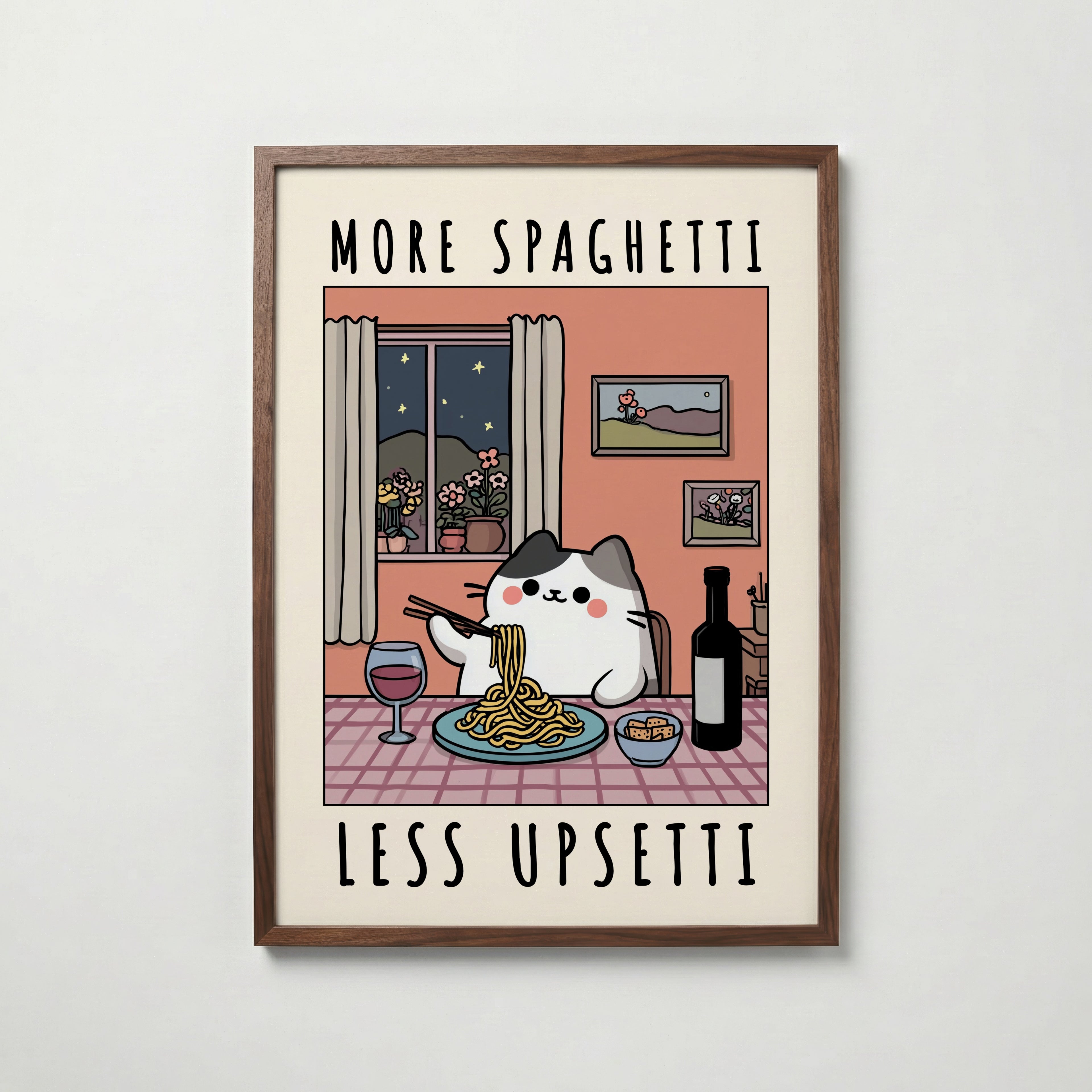 Spaghetti Comfort Cat Poster