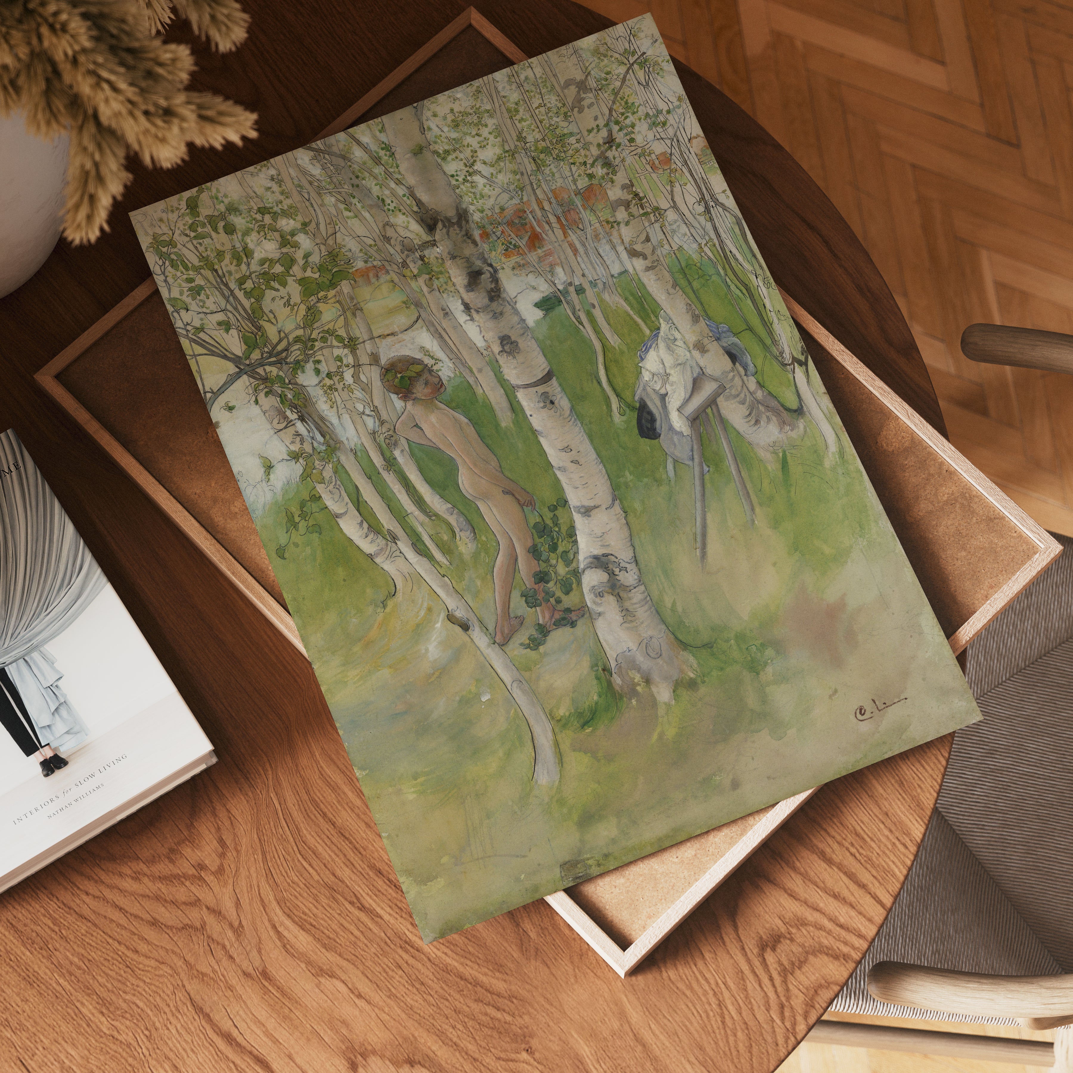 Carl Larsson Nude Boy among Birches Poster