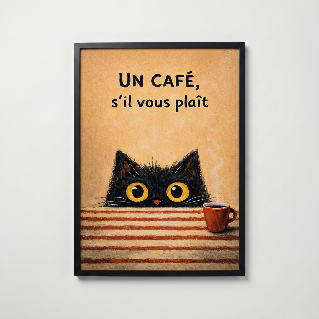 Un Café, S’il Vous Plaît Poster – köp affisch till hemmet – Bozetto väggdekoration