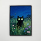 Verdant Night Cat Poster poster – väggdekoration för hemmet – köp hos Bozetto