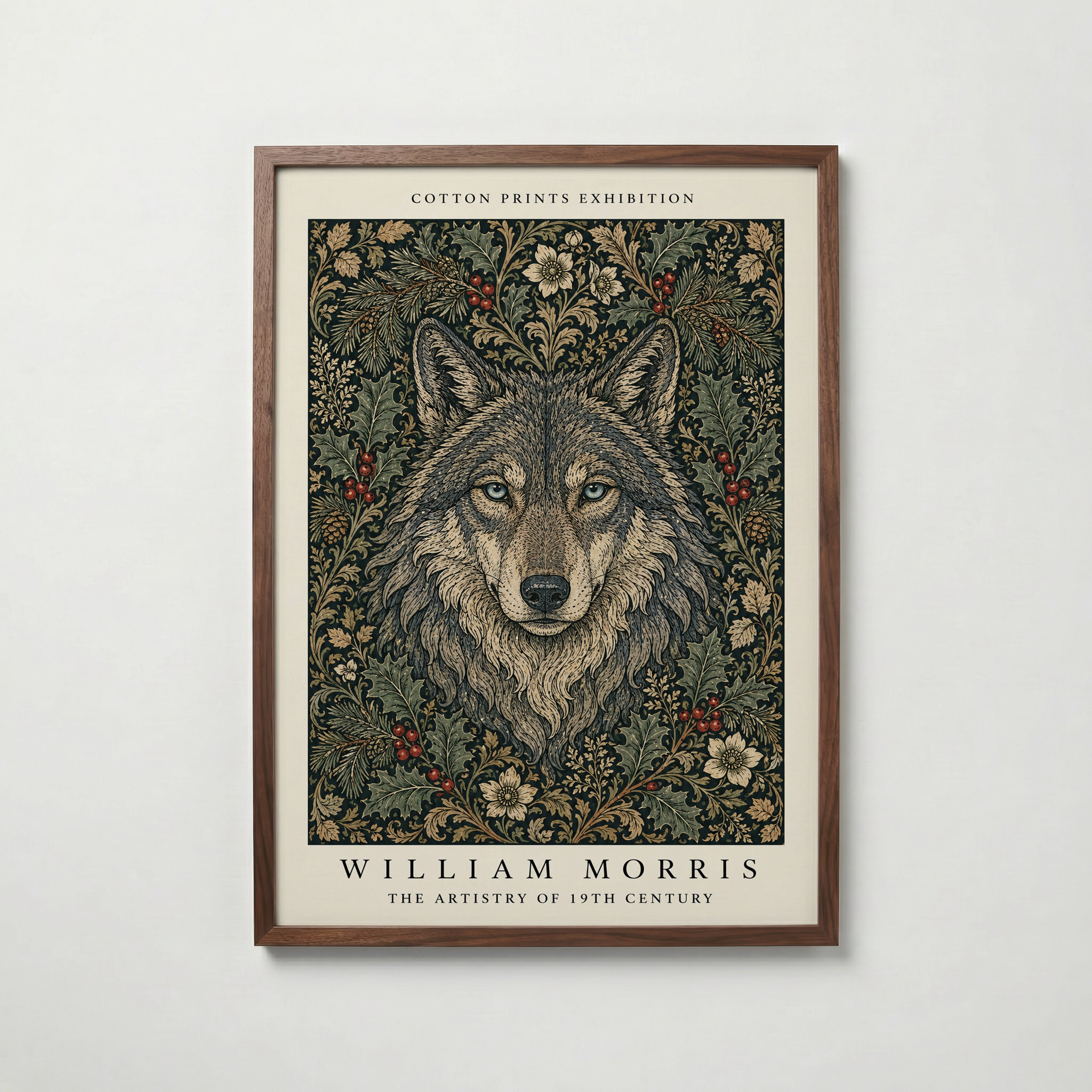 Wolf in the Holly William Morris Poster