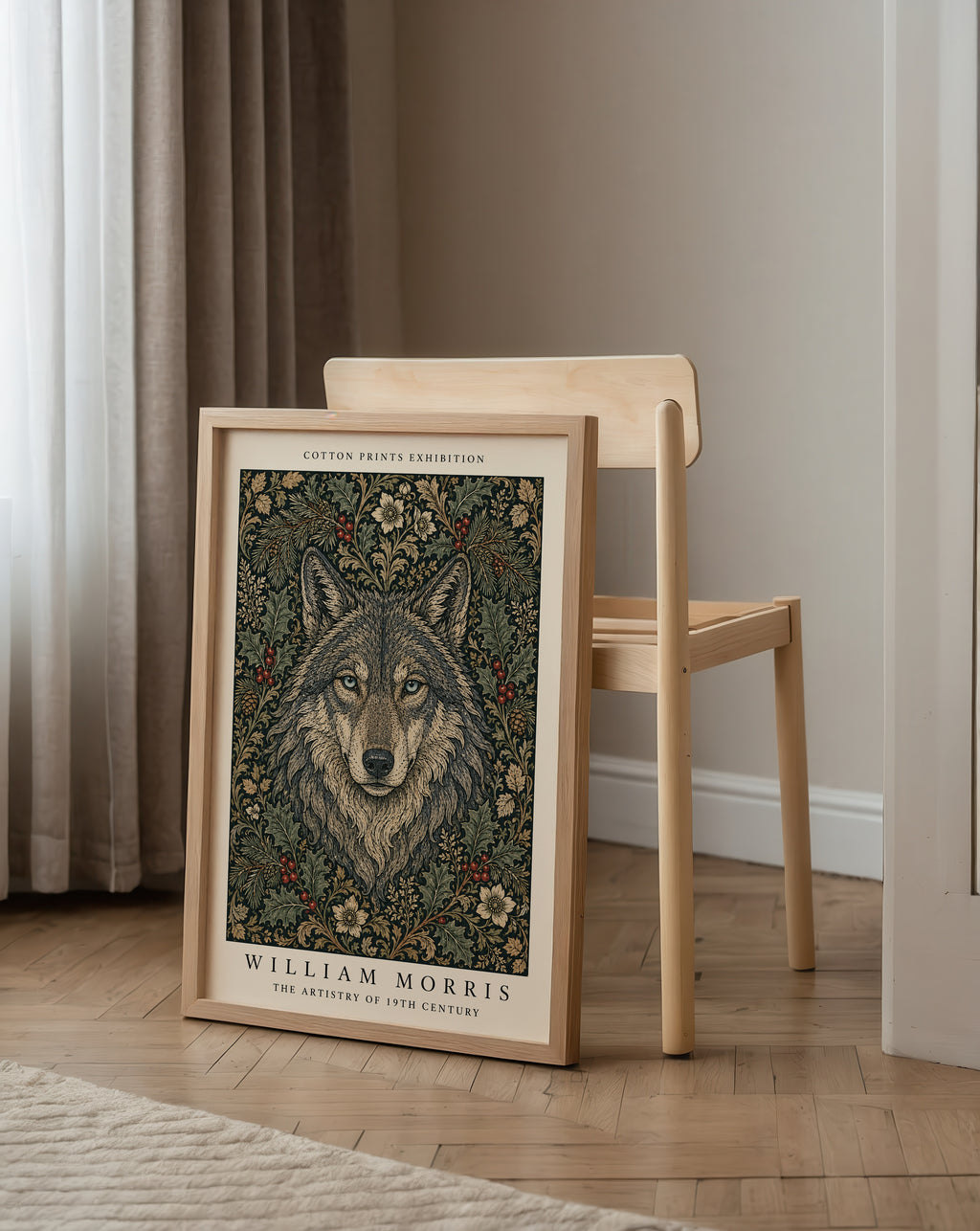 Wolf in the Holly William Morris Poster