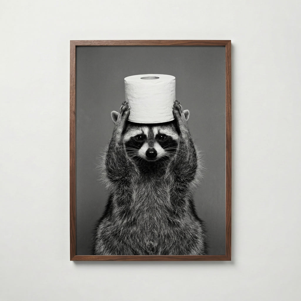 Bathroom Raccoon Poster – valnötsram