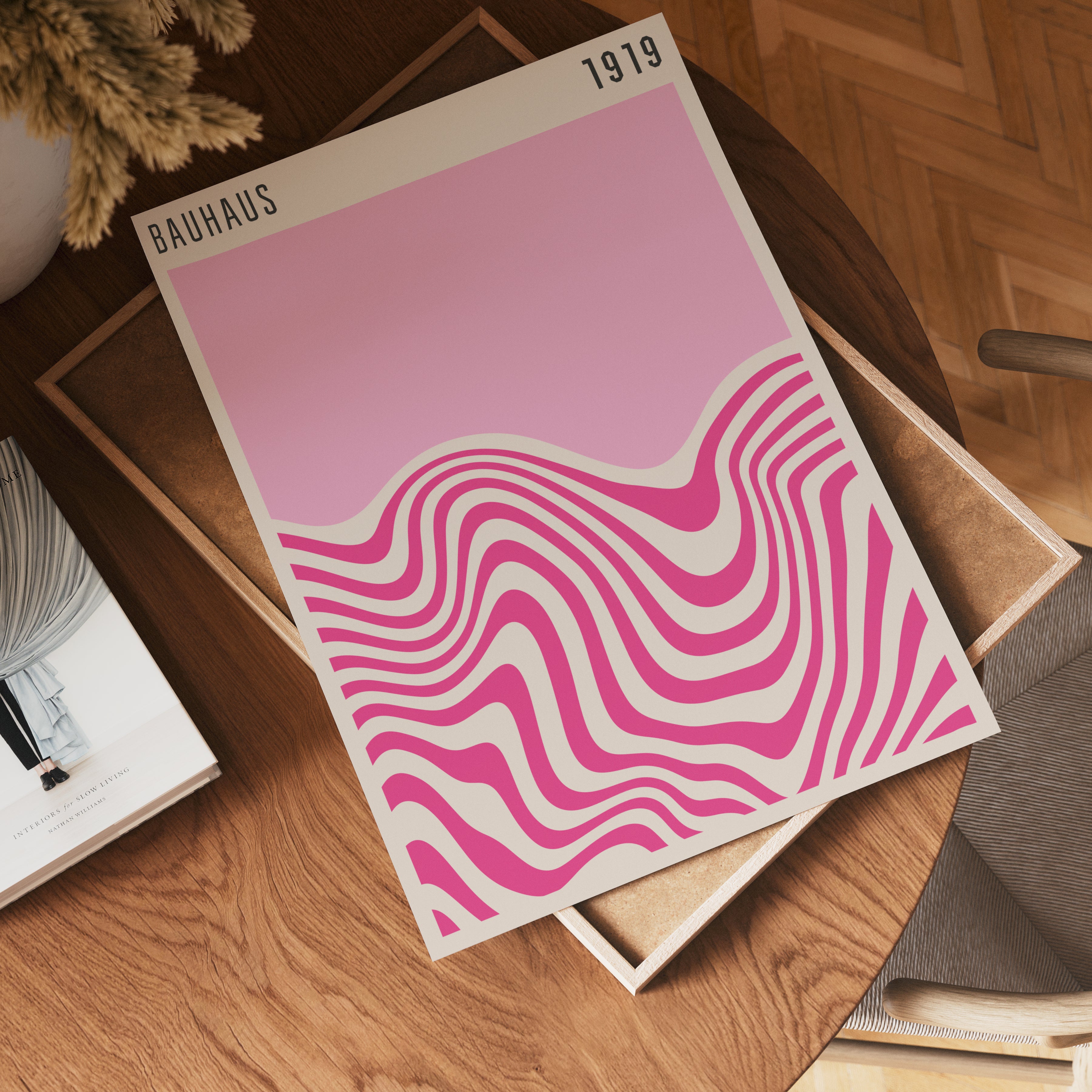 Bauhaus Pink Waves No.2 Poster