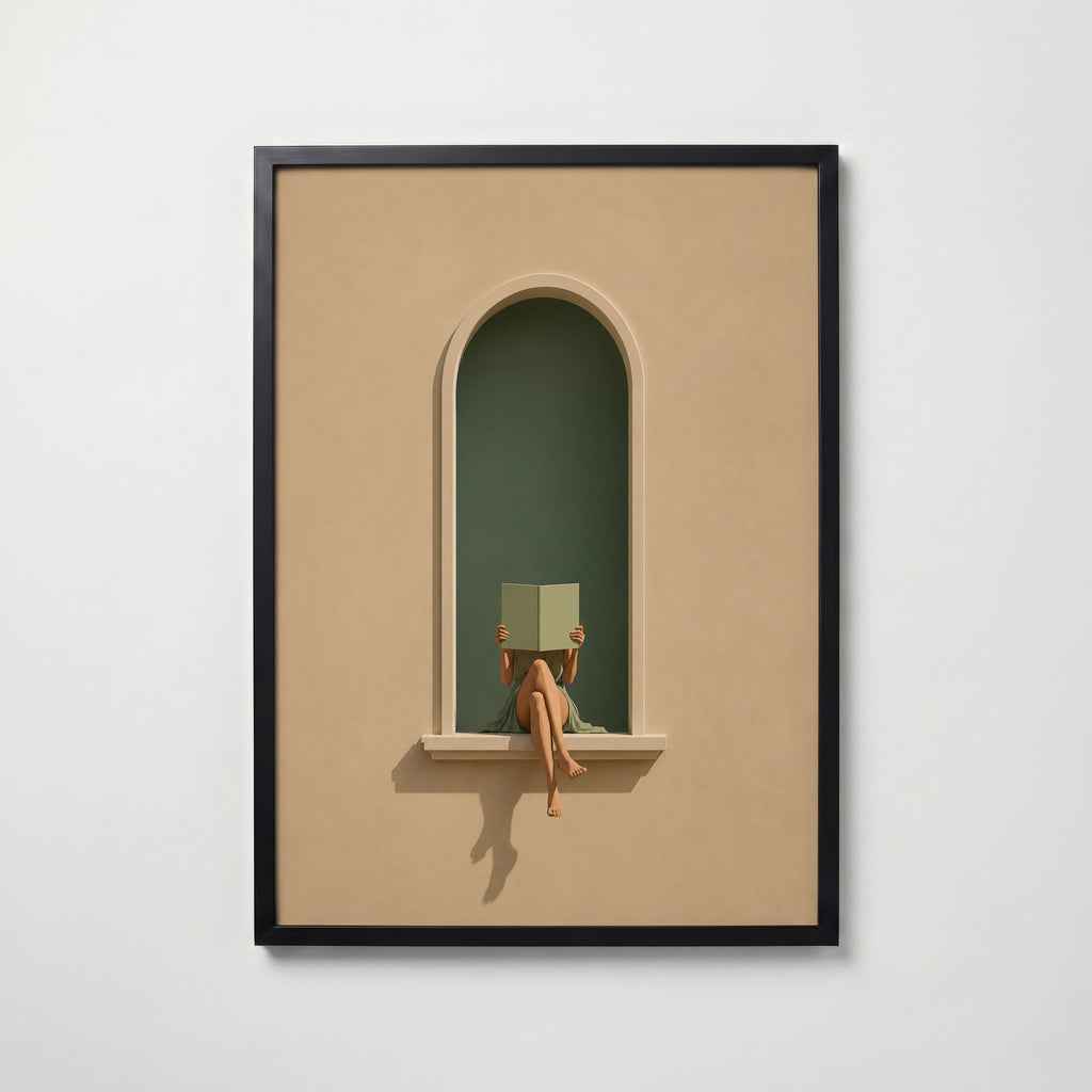 Elegant Book Reader Poster – svart ram
