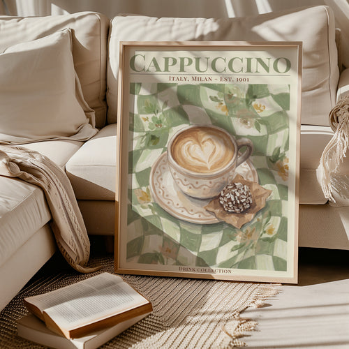 Cappuccino poster i inramad rumsmiljö – Bozetto konsttryck i hög tryckkvalitet