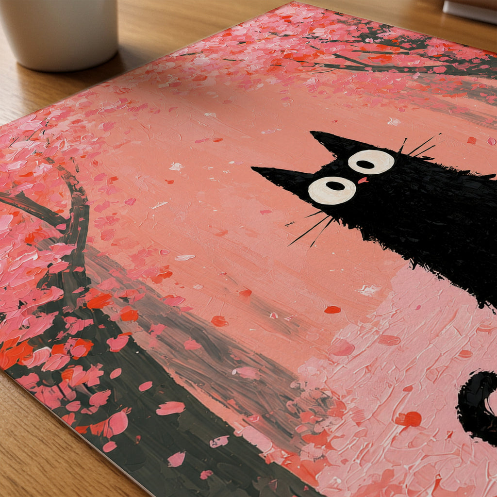Cat in Cherry Blossom Poster på skrivbord - Bozetto