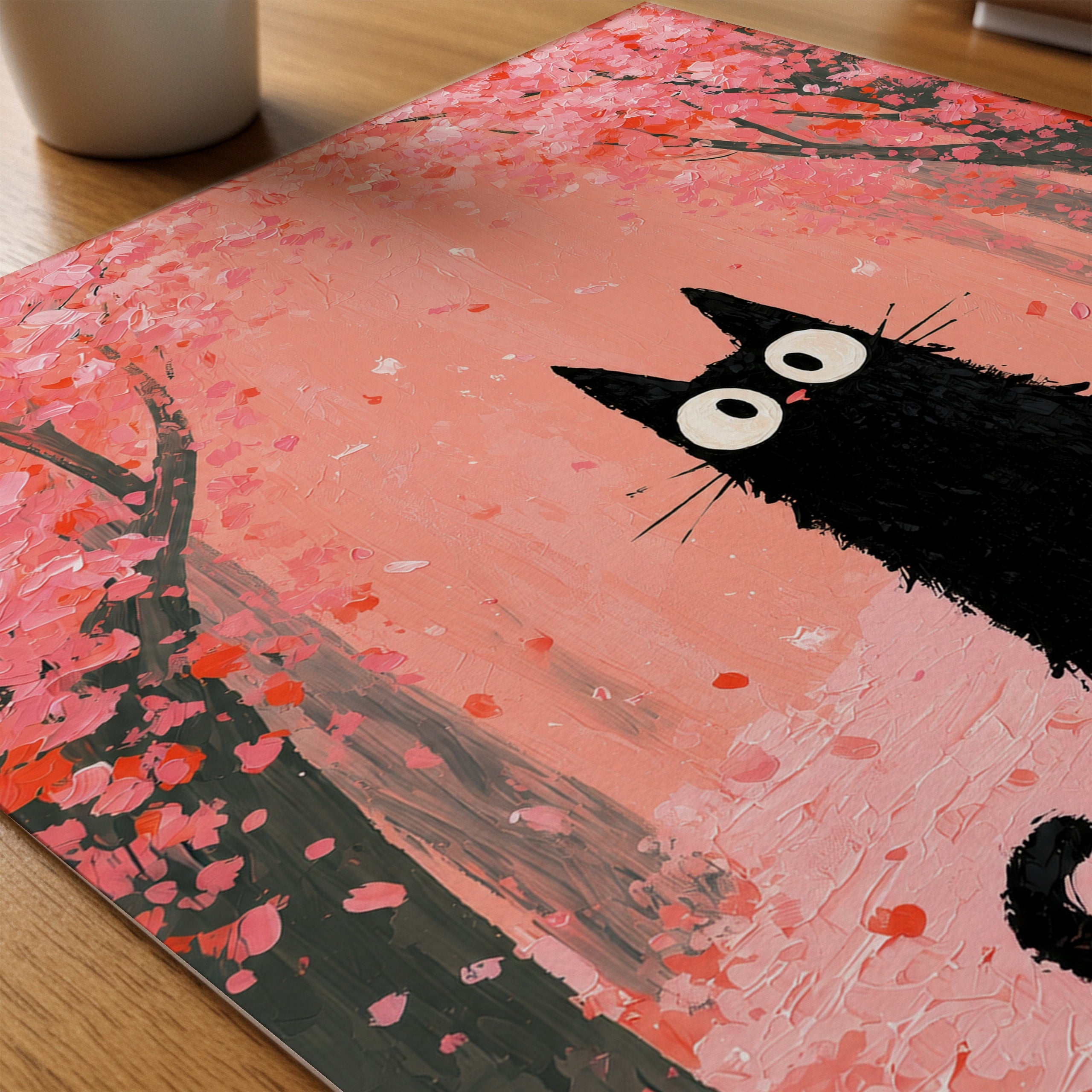 Cat in Cherry Blossom Poster på skrivbord - Bozetto