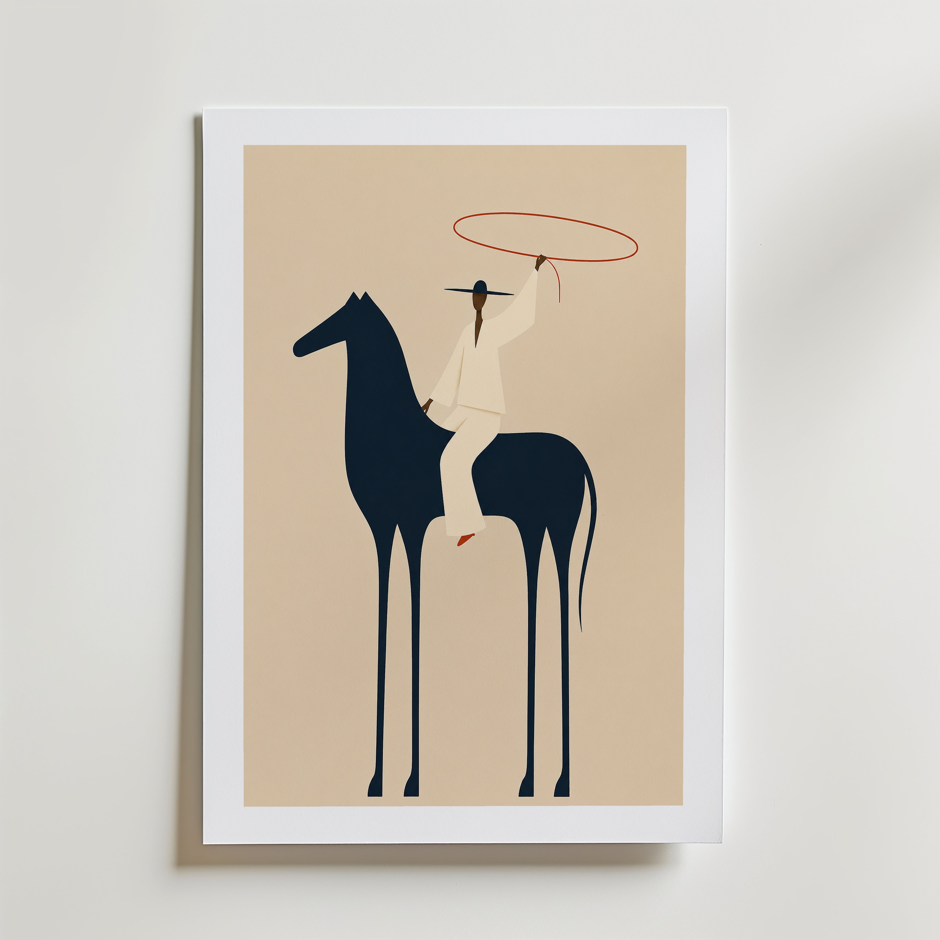 Minimalistic Cowboy Poster – med passepartout
