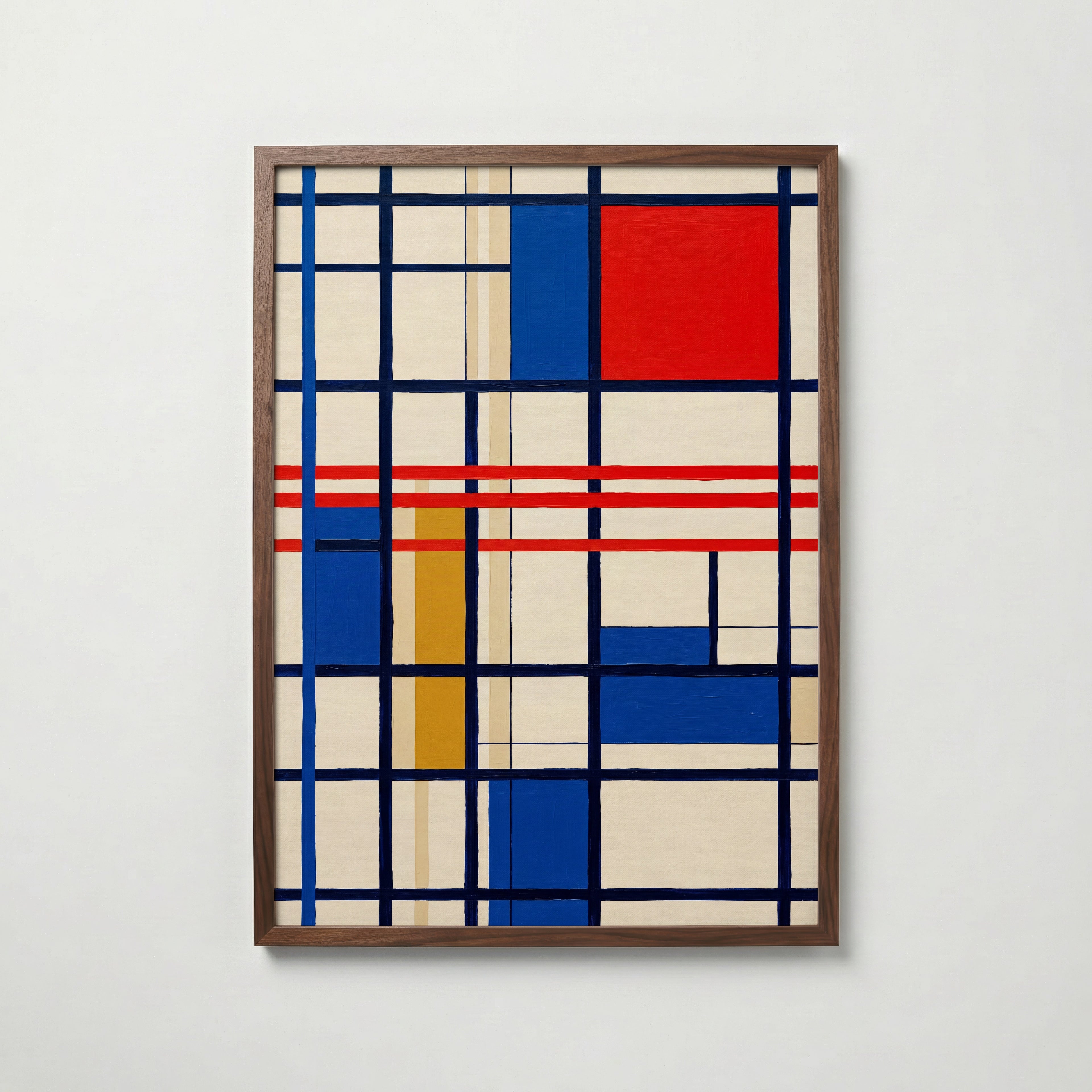 Linear Harmony i valnötsram, grafisk De Stijl-linjekonst, poster från Bozetto
