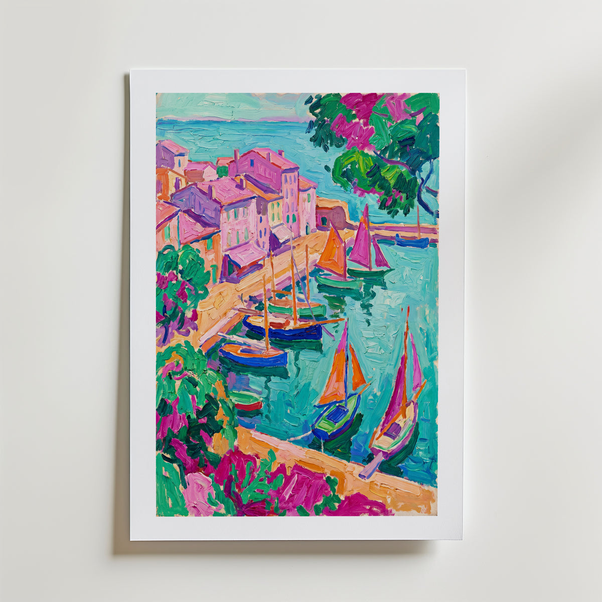 Fauvist Harbour Poster – med passepartout
