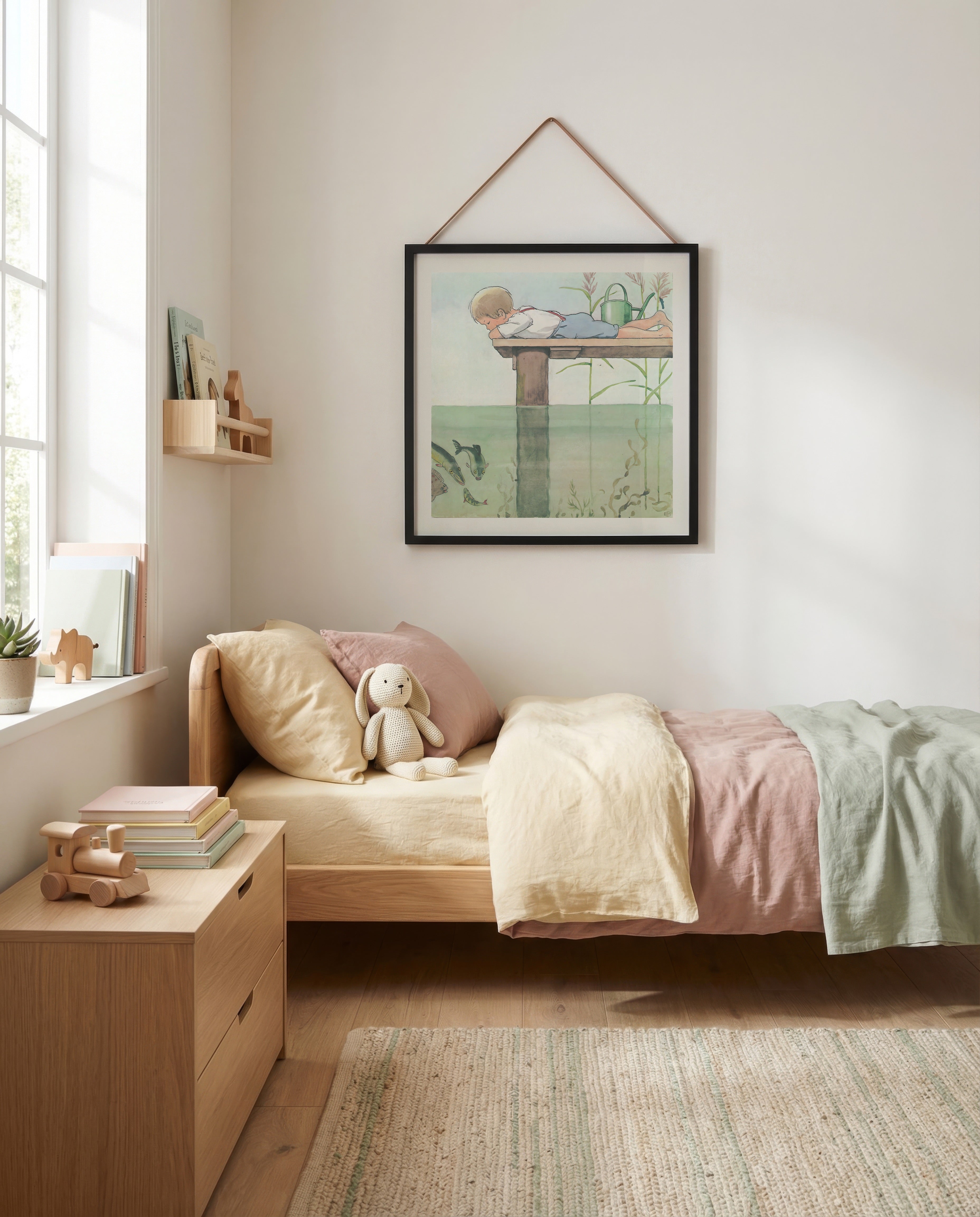 Elsa Beskow Olle vid bryggan Poster – poster på vägg inredning