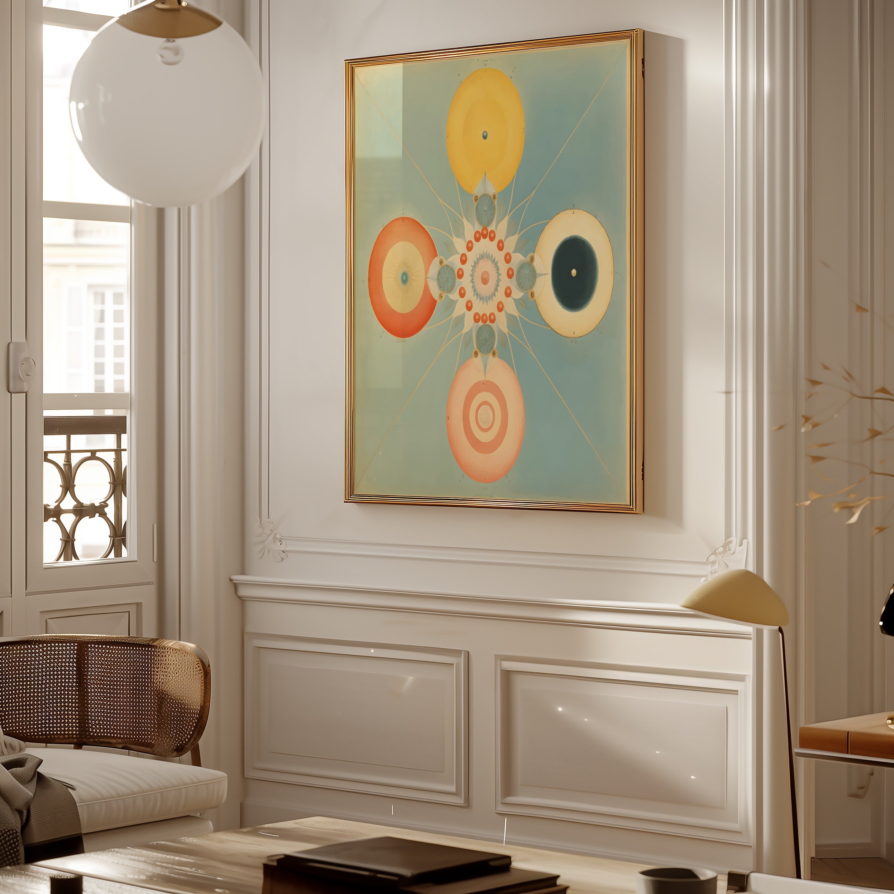 Hilma af Klint The Four Worlds affisch i inramat rum – poster från Bozetto i hög kvalitet