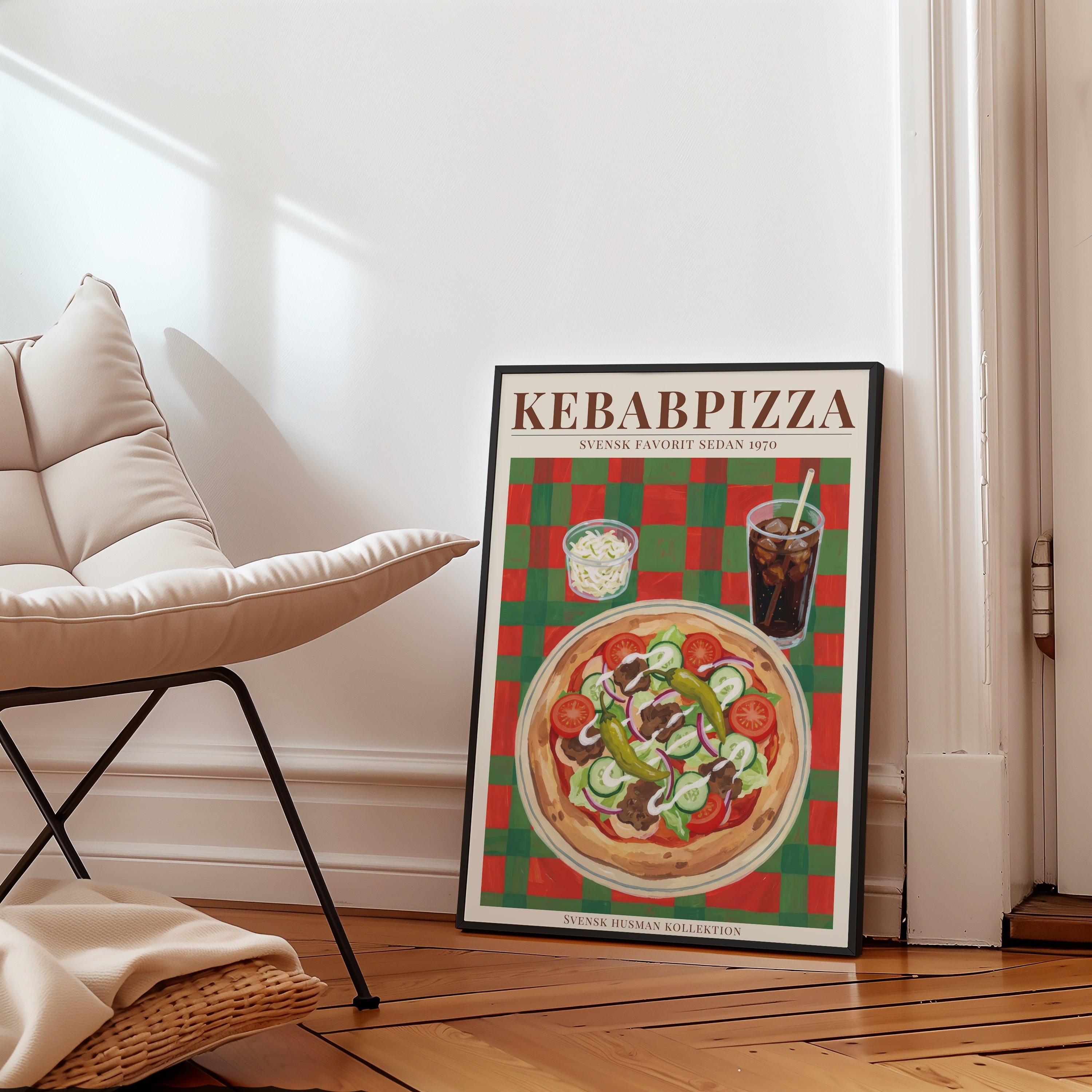 Kebabpizza poster i inrett rum – Bozetto konsttryck i hög tryckkvalitet