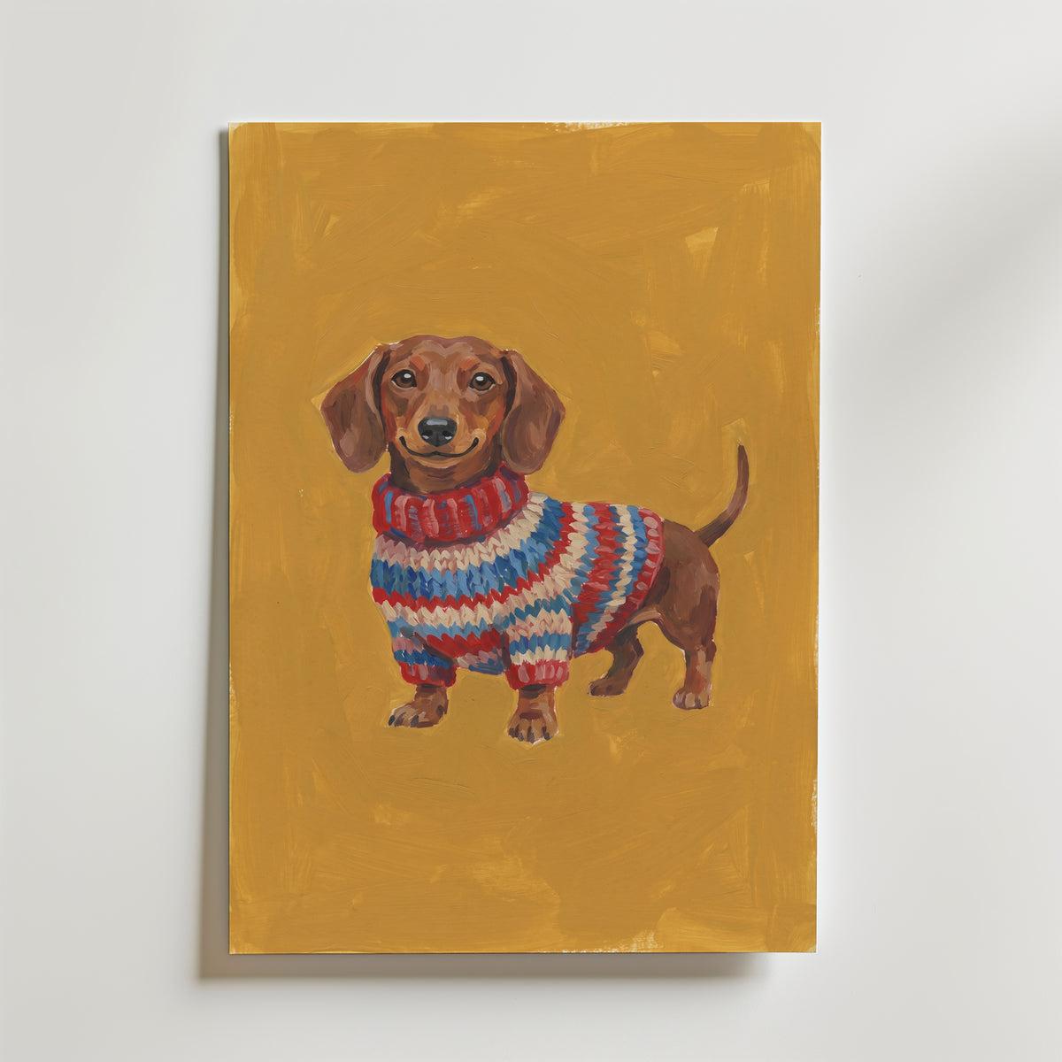 Knitted Dachshund Poster – canvas utan passepartout