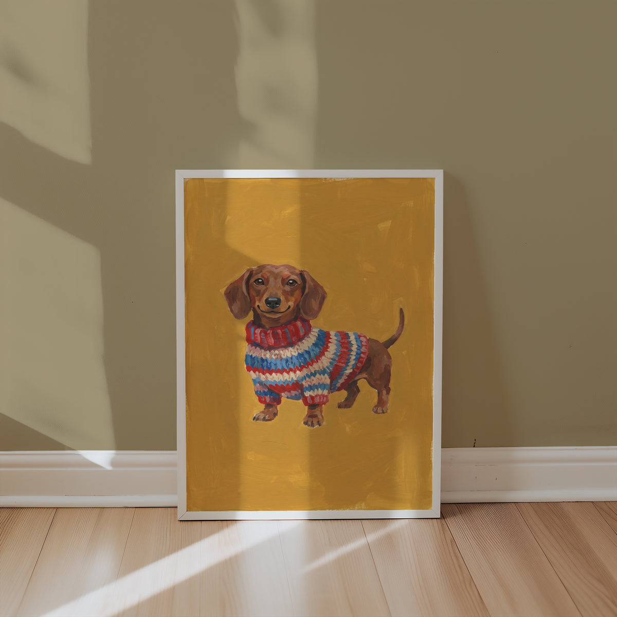 Knitted Dachshund Poster – i rum 1