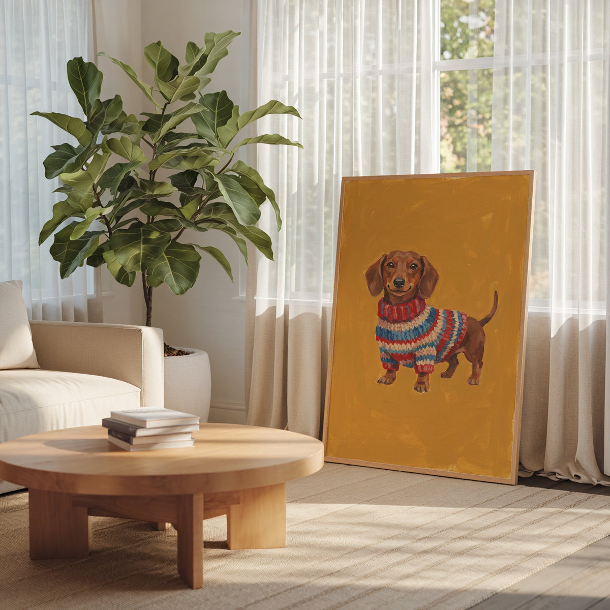 Knitted Dachshund Poster – i rum 3