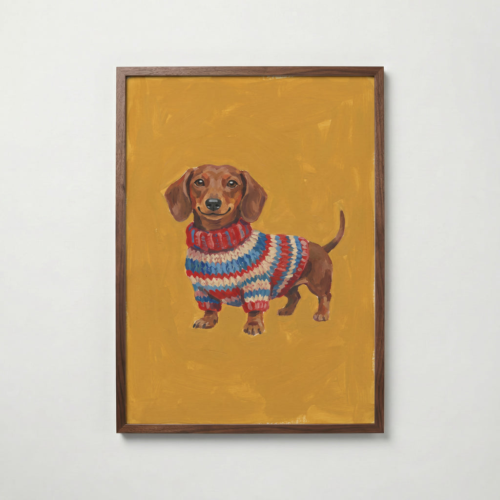 Knitted Dachshund Poster – valnötsram