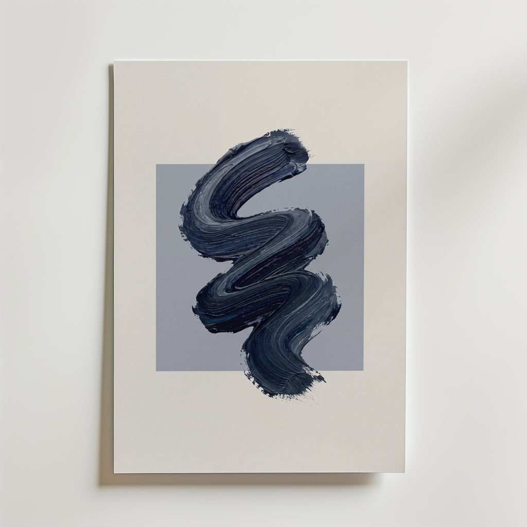 Navy Zigzag Poster – canvas utan passepartout