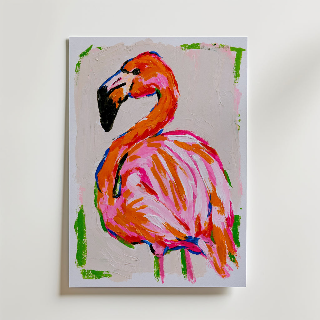 Neon Flamingo Poster – canvas utan passepartout