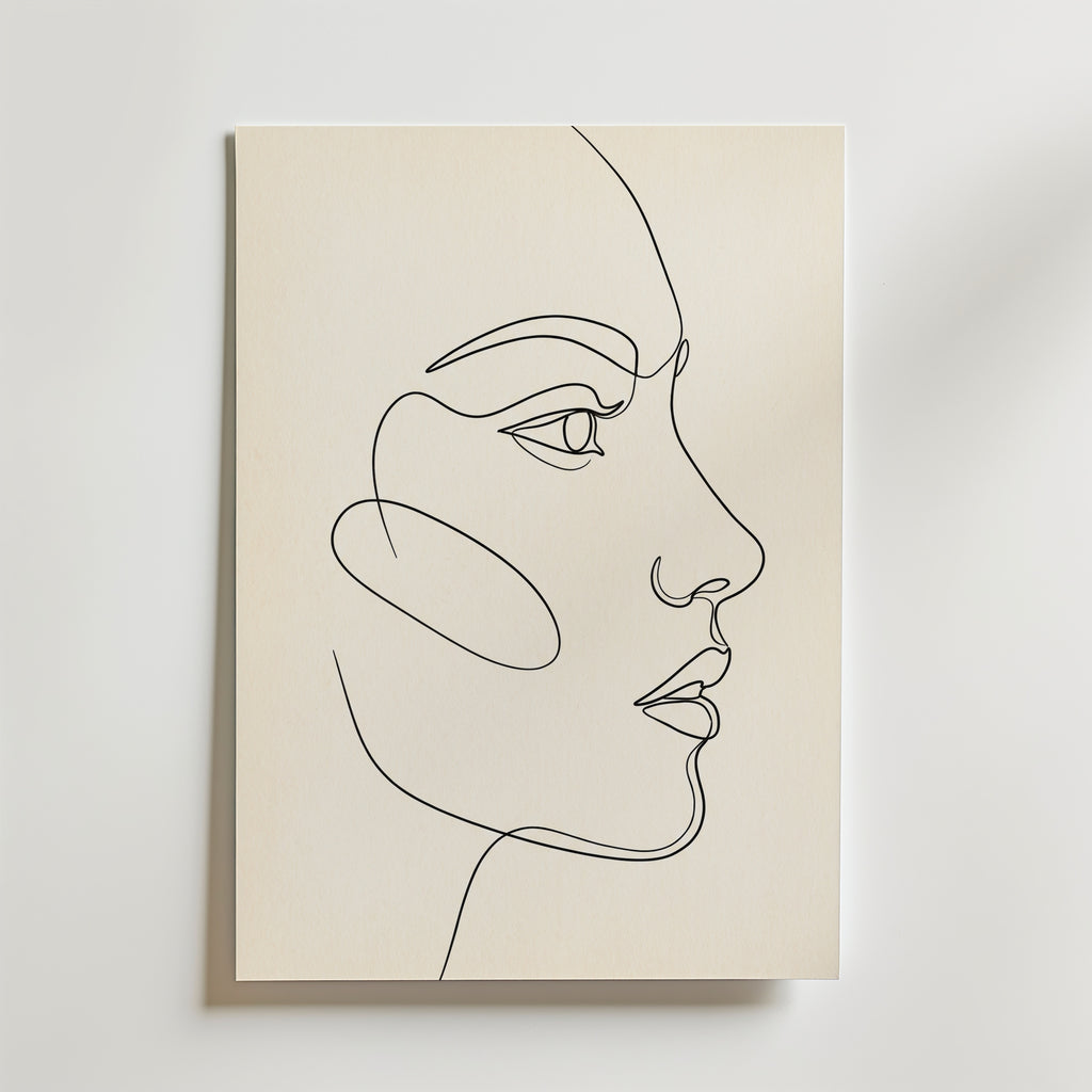 One Line Face Poster – canvas utan passepartout
