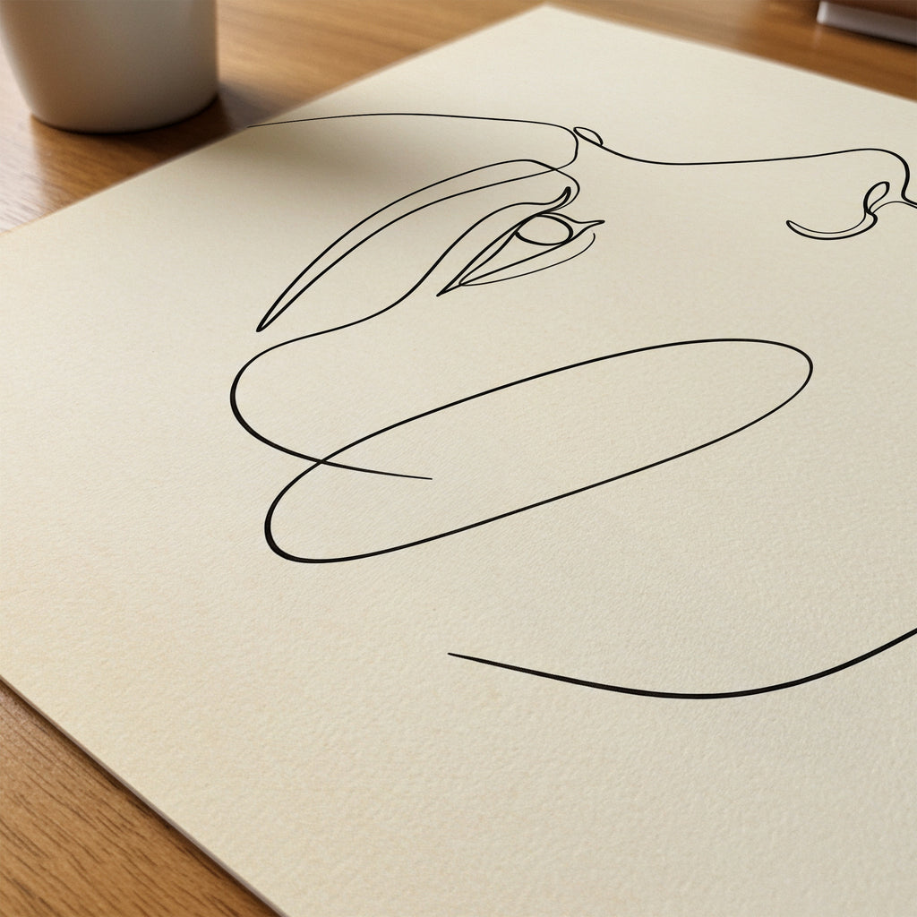One Line Face Poster – närbild på papper