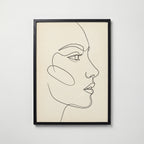 One Line Face Poster – svart ram
