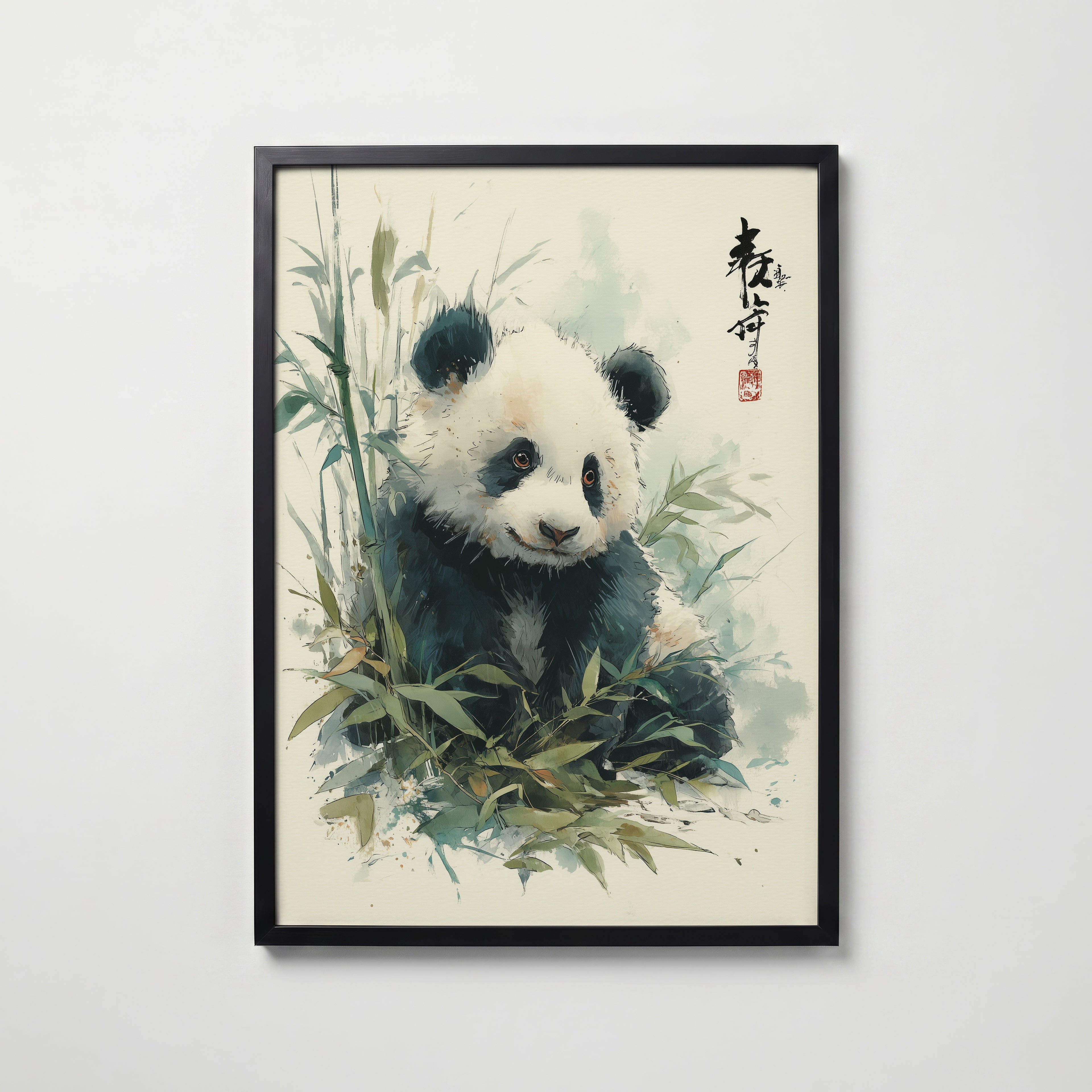Japan Panda – svart ram