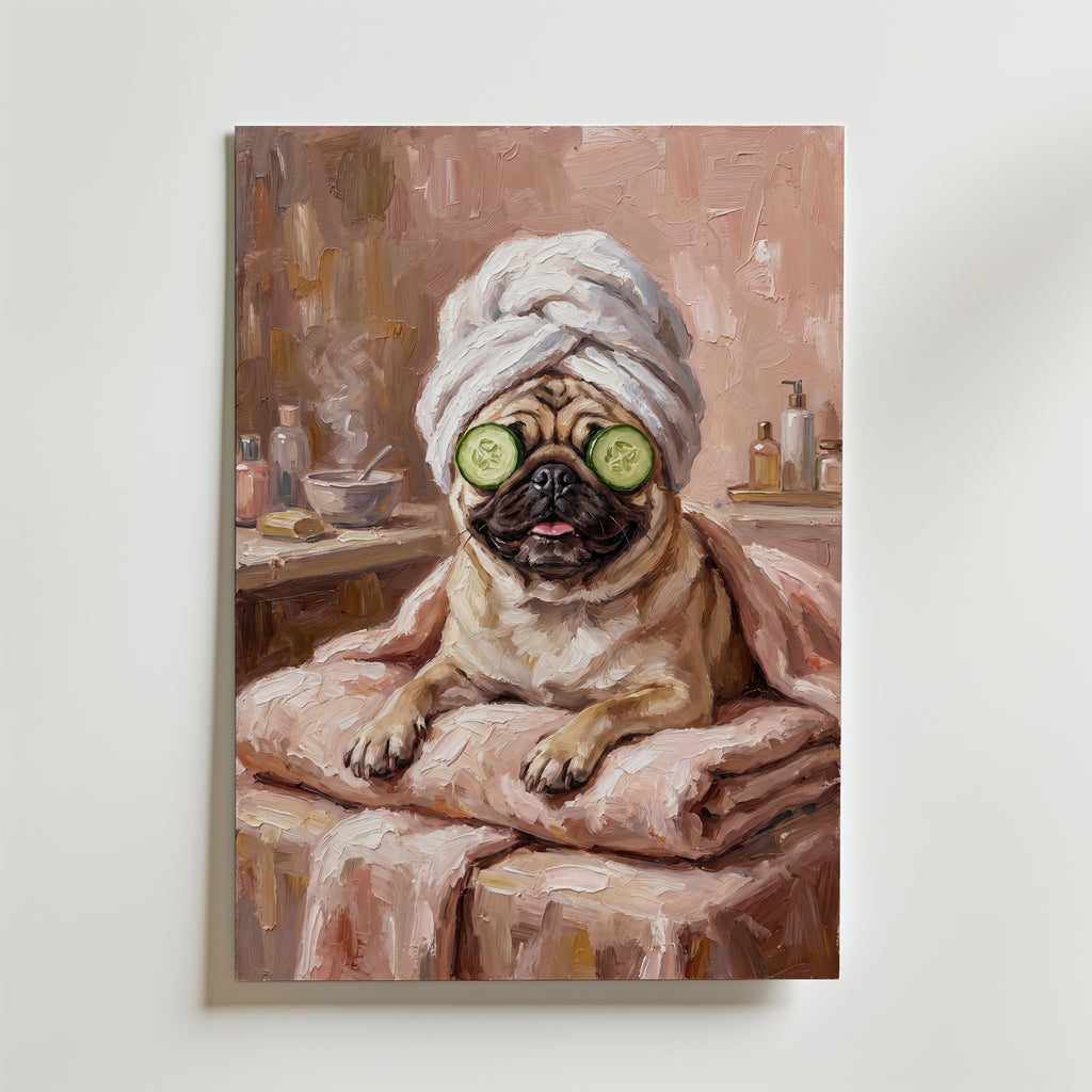 Pug Spa Day Poster – canvas utan passepartout
