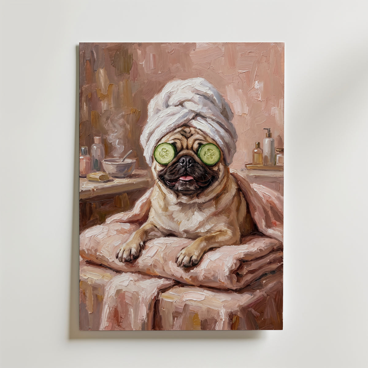 Pug Spa Day Poster – canvas utan passepartout