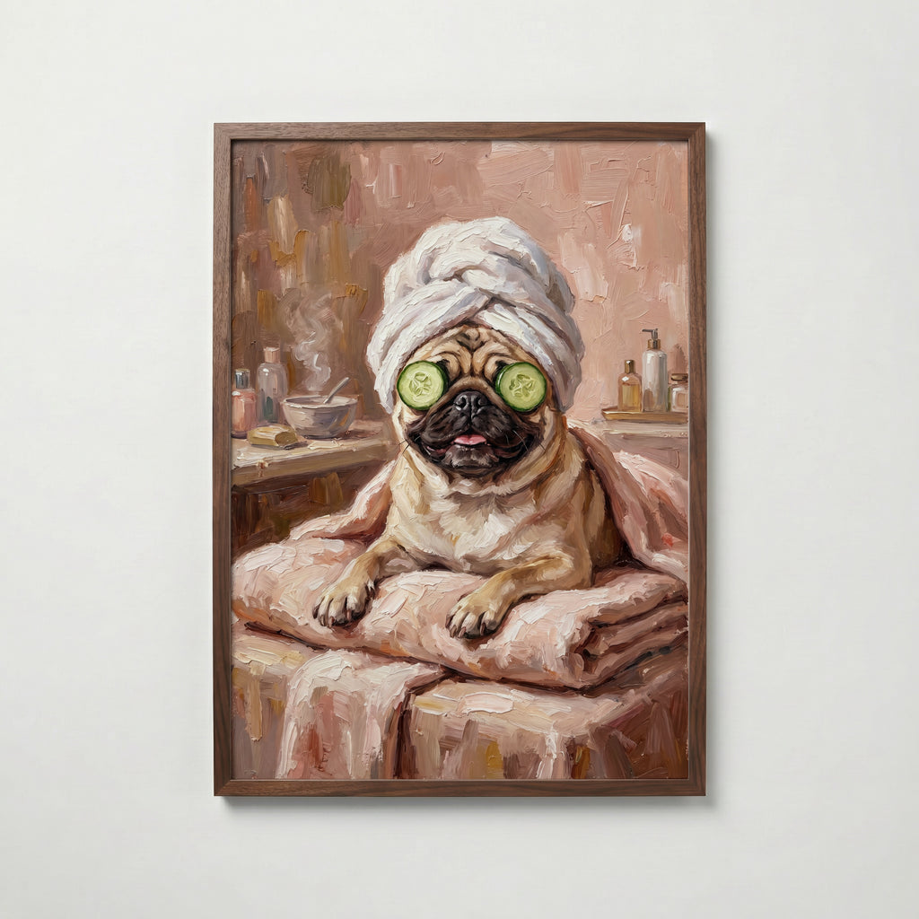 Pug Spa Day Poster – valnötsram