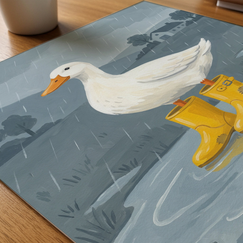 Rain Boot Duck Poster – närbild på papper