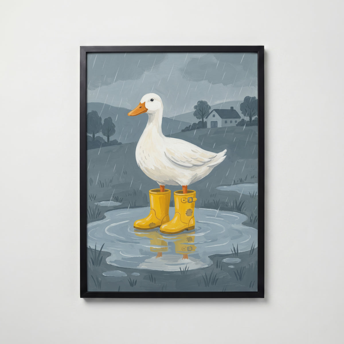 Rain Boot Duck Poster – svart ram