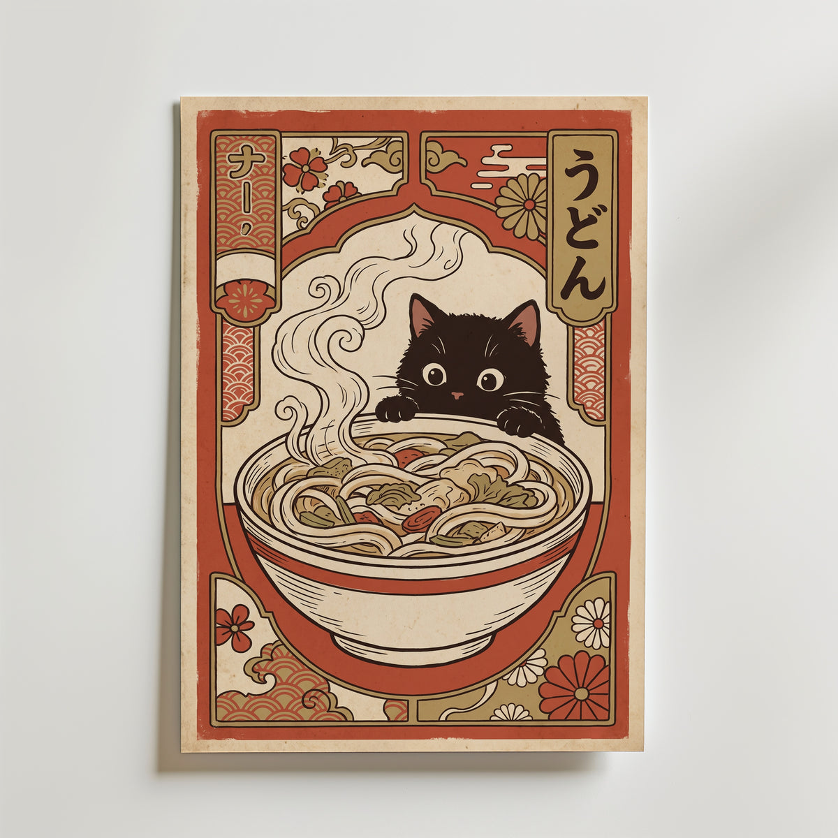 Ramen Cat Poster – canvas utan passepartout