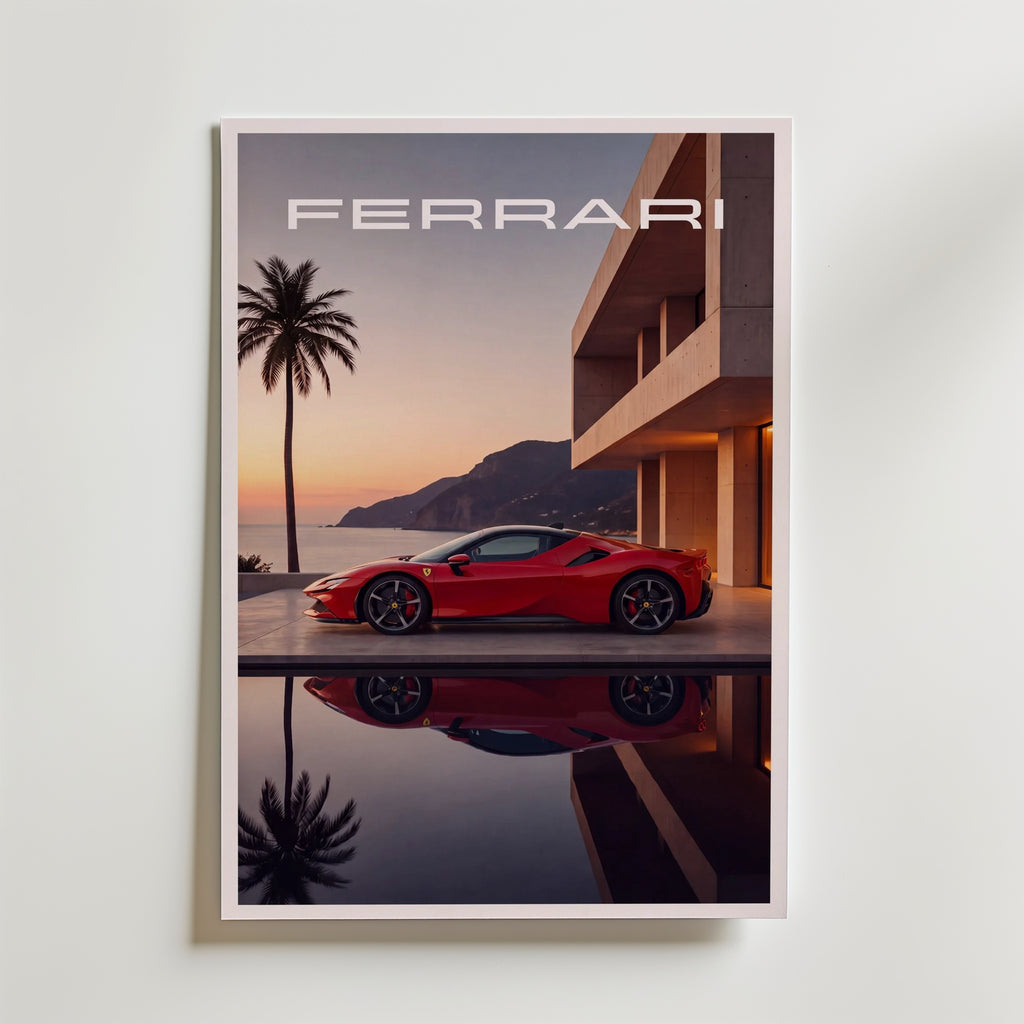 Riviera Supercar Poster – canvas utan passepartout