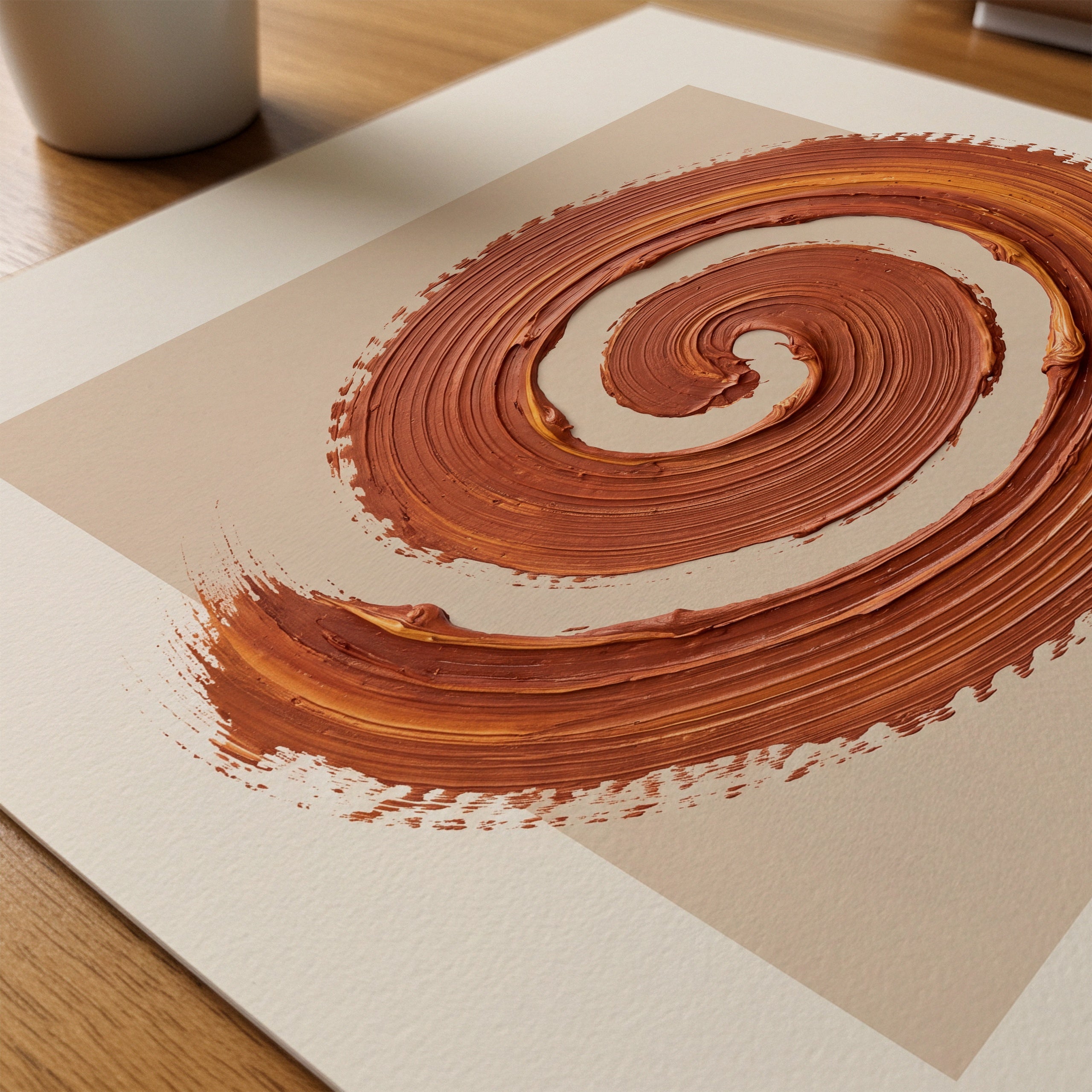 Terracotta Spiral Poster – närbild på papper