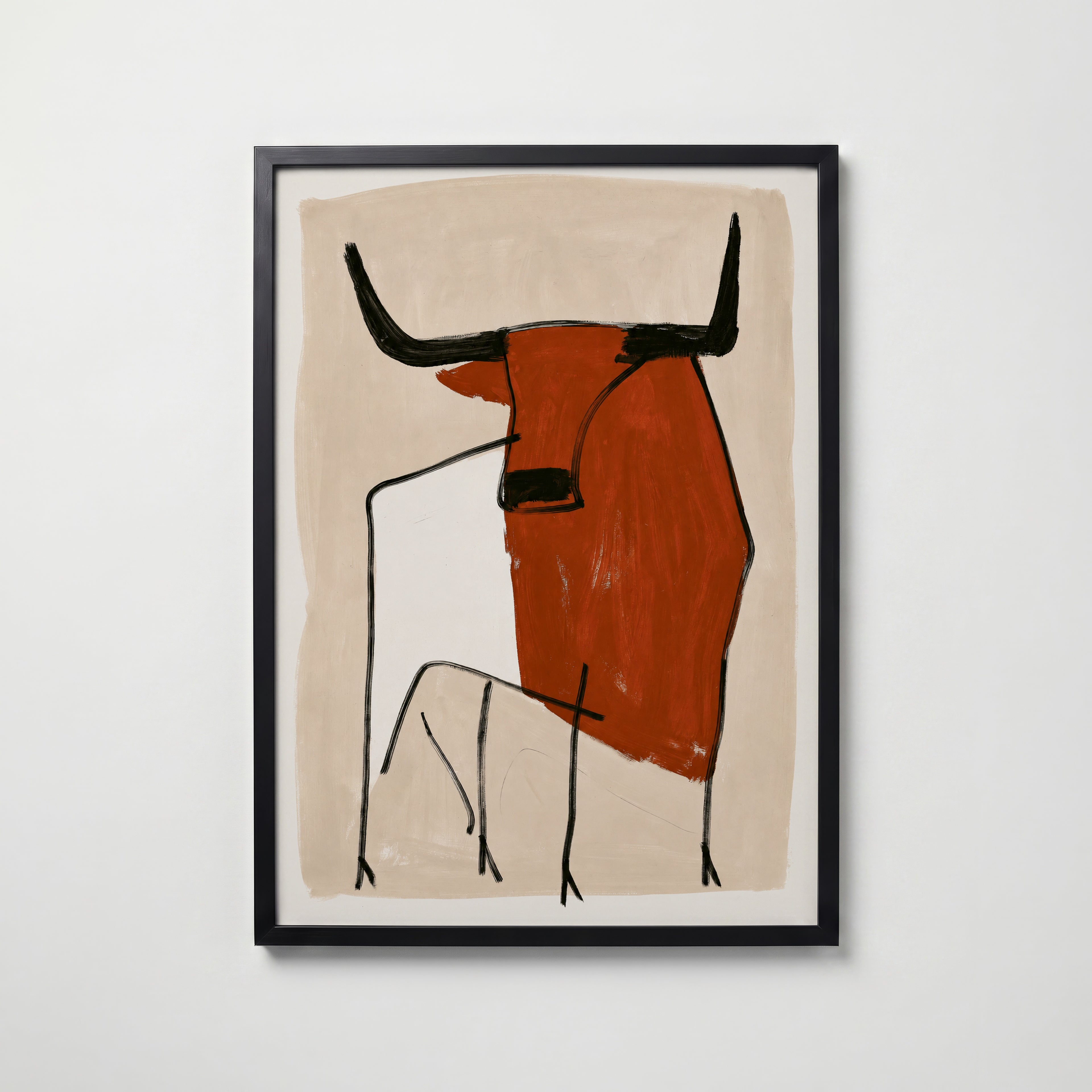 Terracotta Bull Poster – svart ram