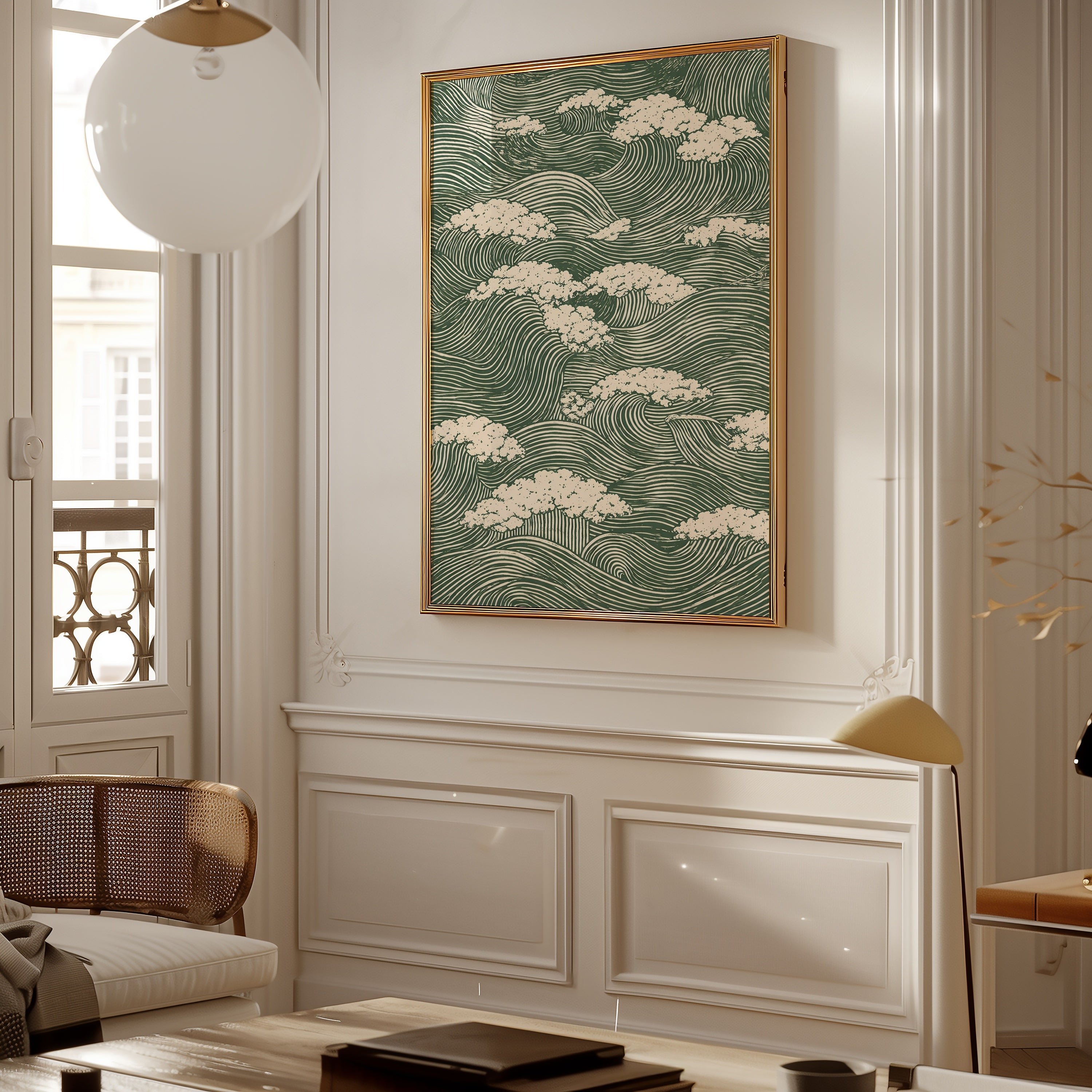 Waves and Clouds poster i inramad miljö på vägg – Bozetto affisch i hög tryckkvalitet
