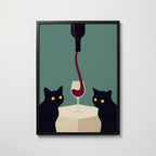 Wine & Cats Poster – svart ram