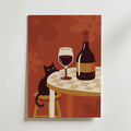 Wine Hour Cat Poster – canvas utan passepartout