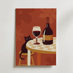 Wine Hour Cat Poster – canvas utan passepartout