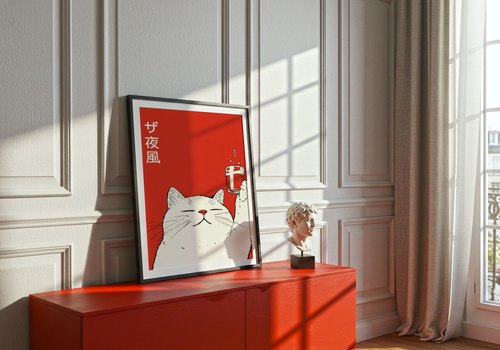 Midnight Toast Cat Poster