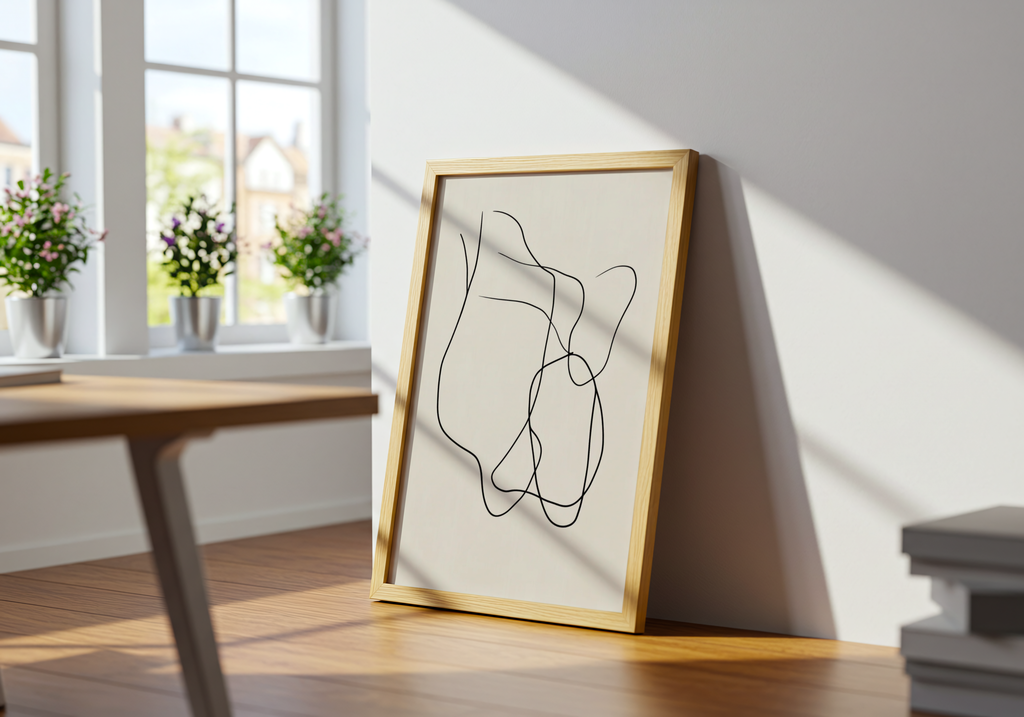 Abstract Black Line Flow Poster