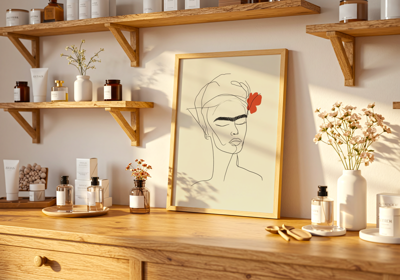 Frida Inspired Line Art Poster