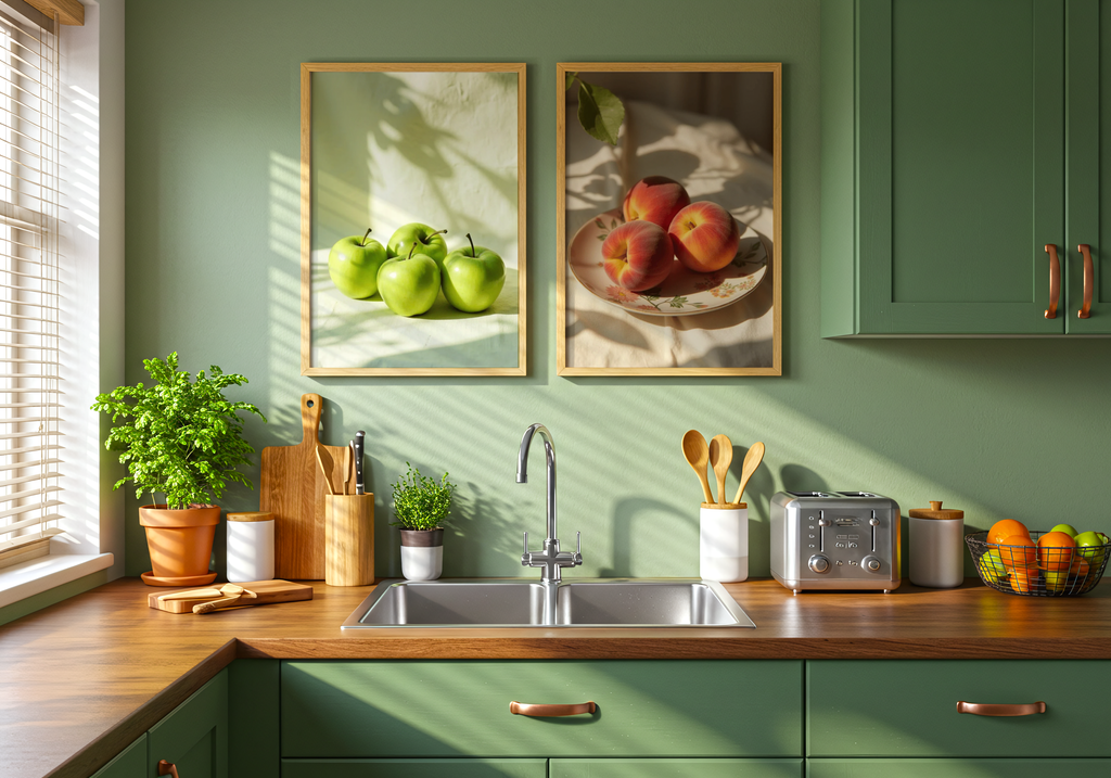 Organic Peaches floral plate Poster